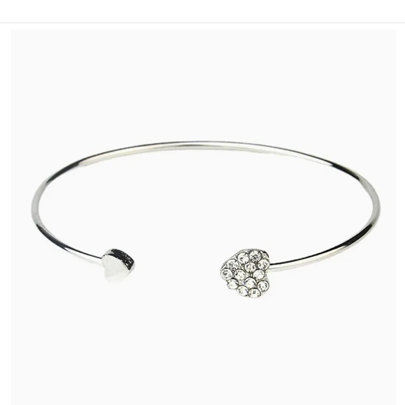 2 for $12 Adjustable Love Heart Silver and Gold-tone Bangle Bracelet - Picture 1 of 12